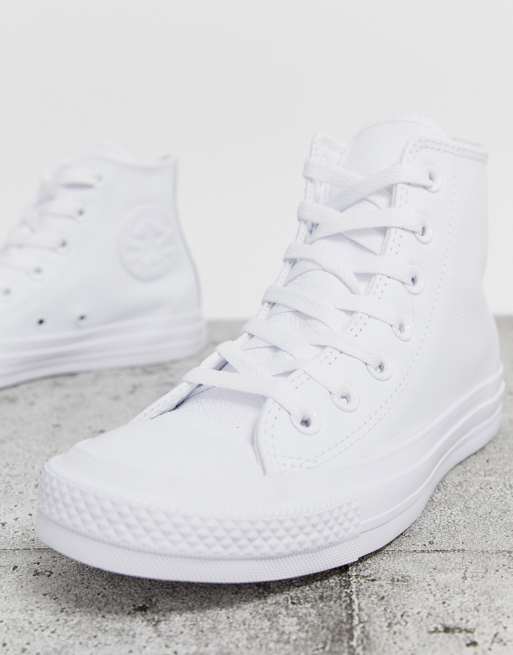 regel Internationale waarschijnlijk Converse Chuck Taylor Hi leather white monochrome sneakers | ASOS