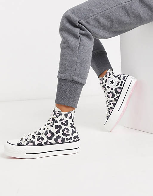 Converse Chuck Taylor Hi Lift Platform Pink Leopard Print Sneakers