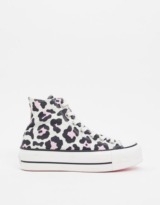 Converse Chuck Taylor Hi Lift Platform pink leopard print trainers