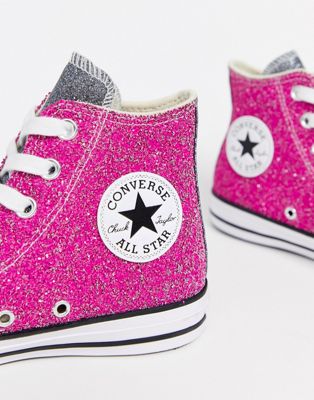 Converse Chuck Taylor Hi Pink Glitter Sneakers | ASOS