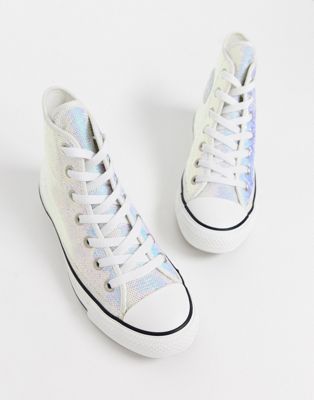 silver converse heels