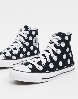 Converse - Chuck Taylor Hi - Sneakers met stippen in zwart met glitterlogo  | ASOS