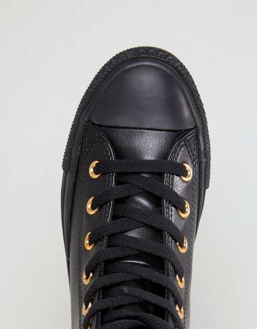 Converse Chuck Taylor Hi Top Sneakers In Black With Gold Eyelets