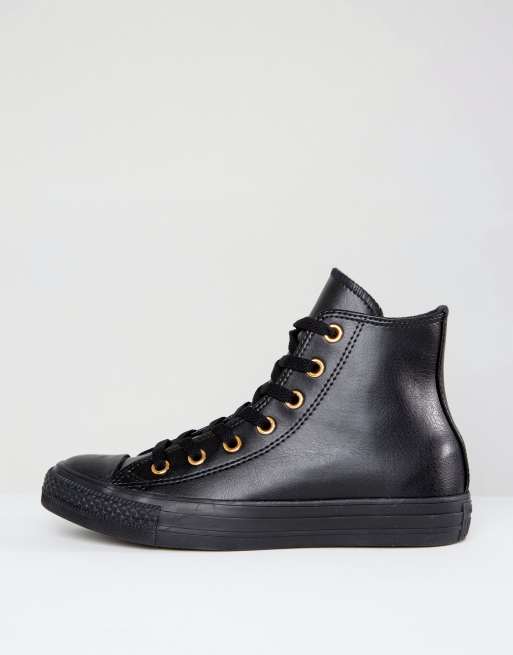 Black converse 2025 gold eyelets