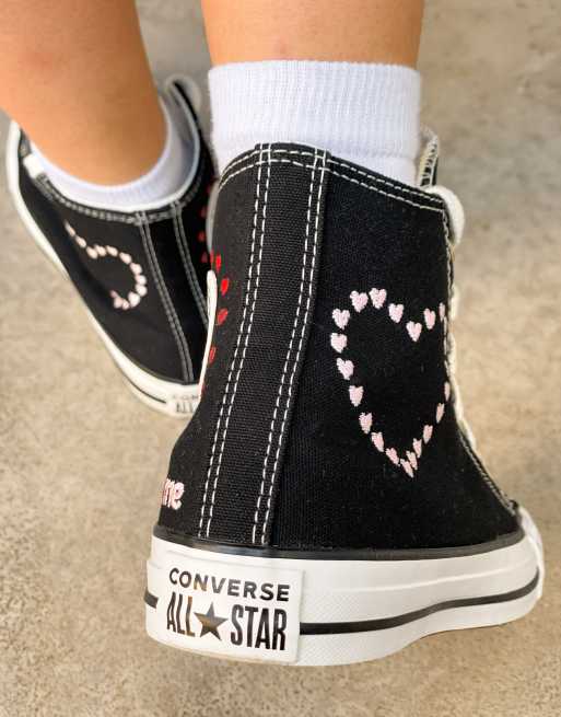 Converse Chuck Taylor Hi Valentines trainers in black with heart