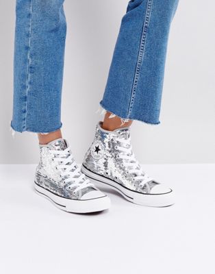 silver sequin chuck taylors