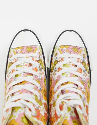 converse chuck taylor hi platform floral print trainers