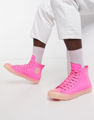 neon pink converse high tops