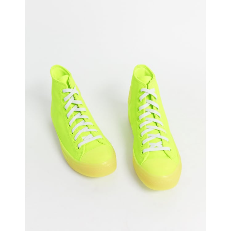 Converse Chuck Taylor leather sneakers in neon yellow ASOS