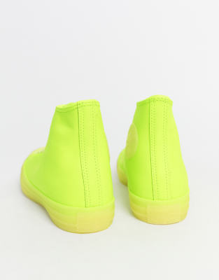 converse chuck taylor hi leather neon yellow sneakers