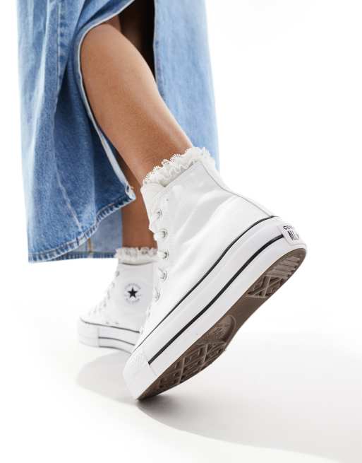 Converse blanche online avec plateforme