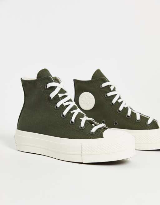 Converse haute kaki 2025 femme pas cher