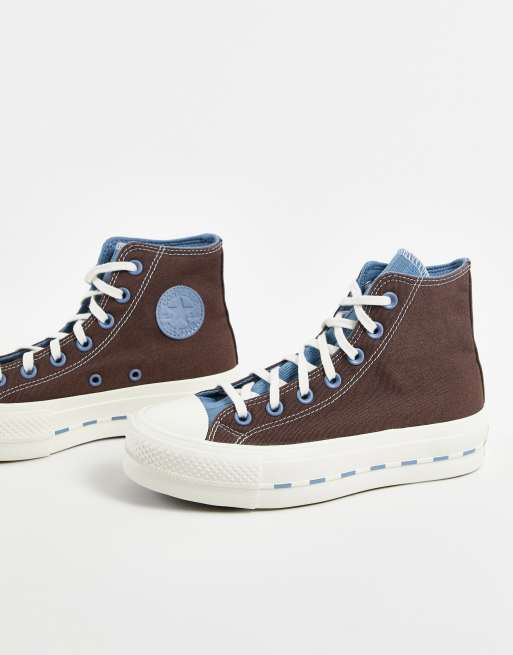 Converse Chuck Taylor Lift Baskets montantes plateforme Marron