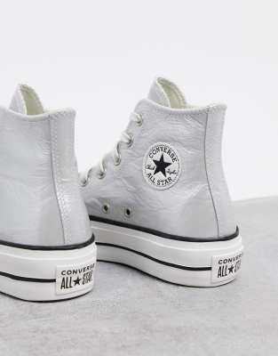 Converse cuir argent on sale