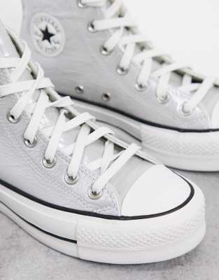 converse argentée cuir