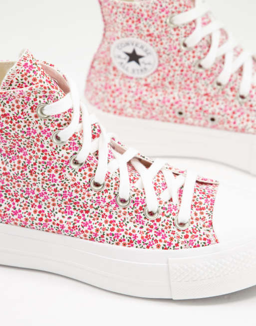 Converse plateforme rouge fleur new arrivals