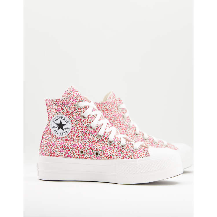 Converse chuck taylor hi platform floral print trainers best sale