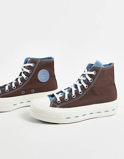 Converse Chuck Taylor Lift Hi platform sneakers in brown | ASOS