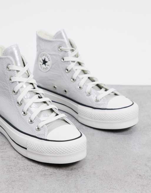 Converse Chuck Taylor Lift hi platform sneakers in metallic silver | ASOS