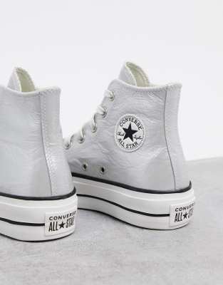 silver converse platform