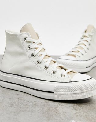 Converse Chuck Taylor Lift hi platform trainers in off white and beige  contrast | ASOS