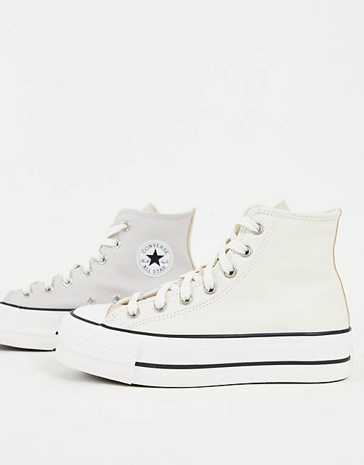 Converse Chuck Taylor Lift Hi platform trainers in off white | ASOS