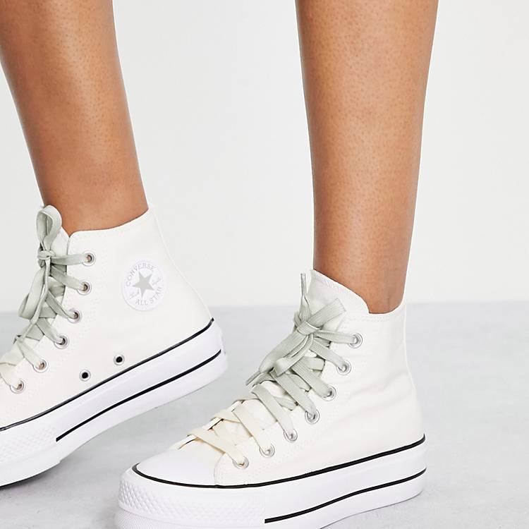 Converse Chuck Taylor Lift Hi sneakers with ombre laces in cream | ASOS