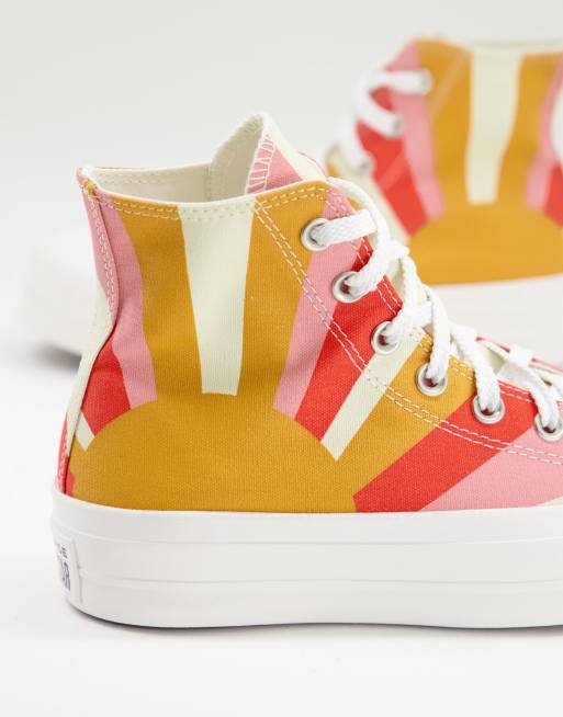 Converse Chuck Taylor Lift Hi sunshine trainer in orange