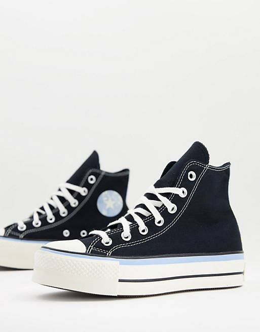 Converse Chuck Taylor Lift Hi trainers in black with a blue detail | ASOS