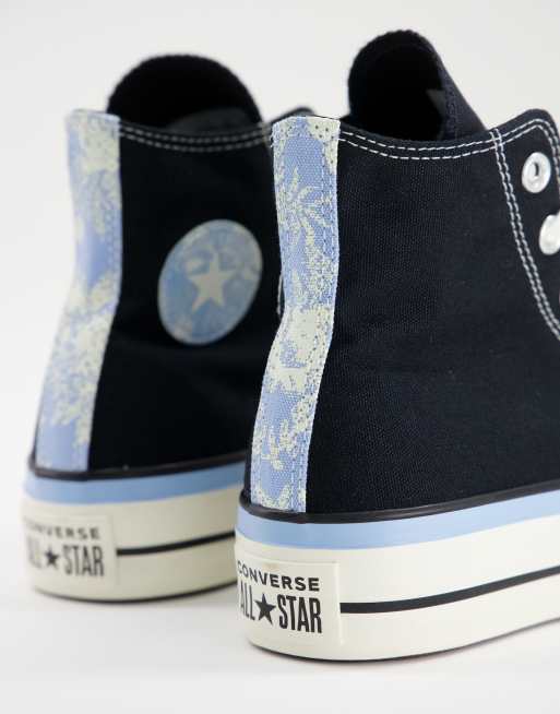 Converse Chuck Taylor Lift Hi trainers in black with a blue detail