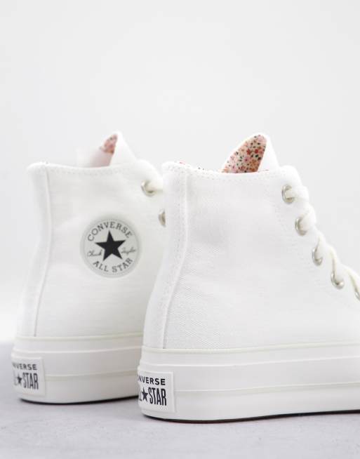 Converse Chuck Taylor Lift Hi trainers with floral details in