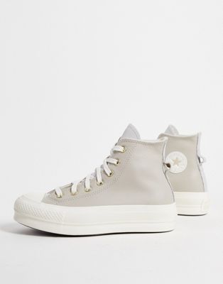 Converse Chuck Taylor lift in neutral leather