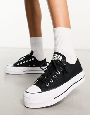 Converse Chuck Taylor Lift Ox Lift platform sneakers in black | ASOS