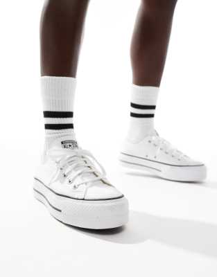 Converse Chuck Taylor Lift Ox platform sneakers in white - view 1