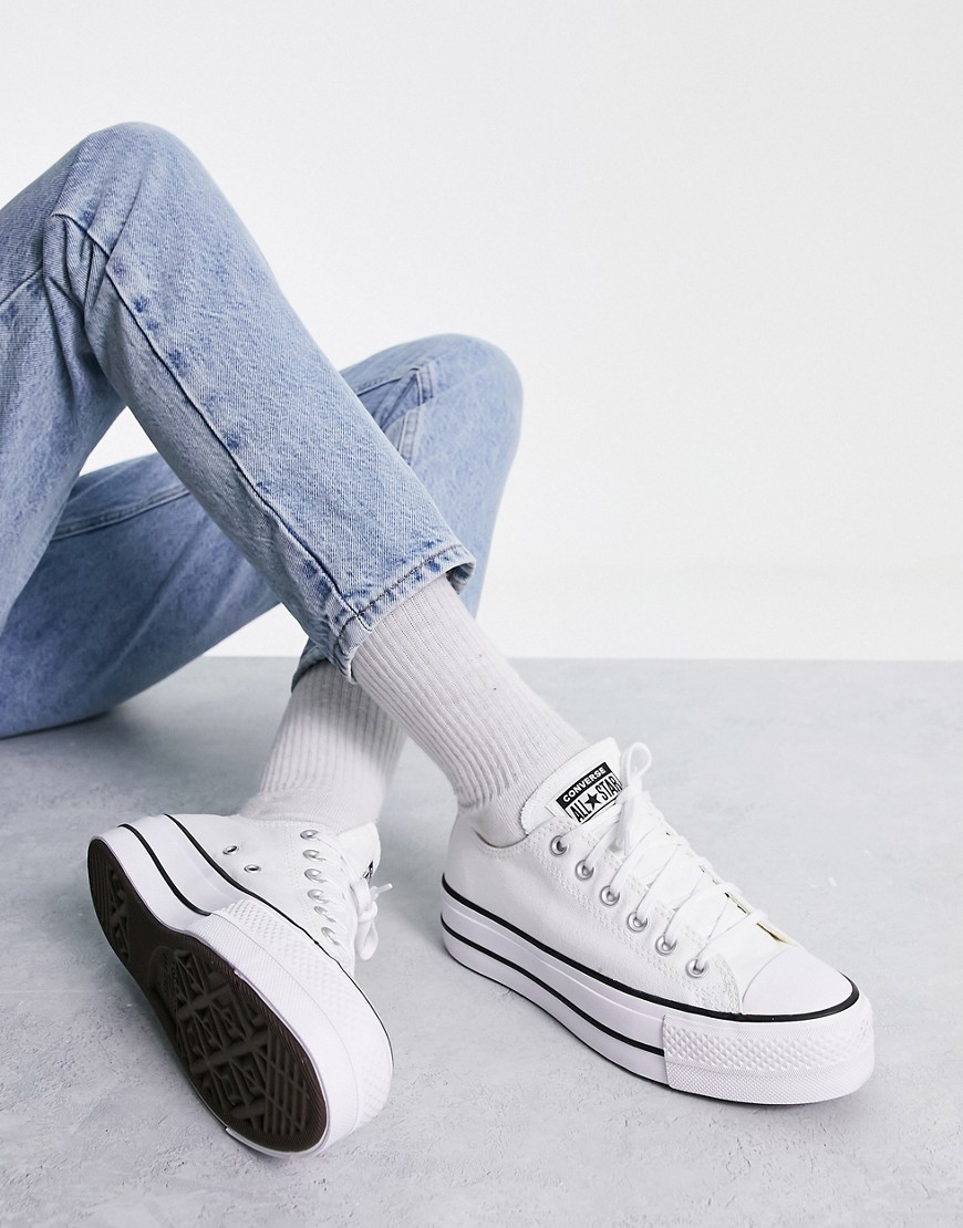 CONVERSE CHUCK TAYLOR LIFT OX PLATFORM SNEAKERS IN WHITE