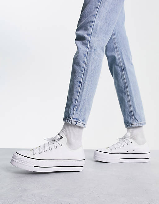 Converse Chuck Taylor Lift Ox platform trainers in white | ASOS