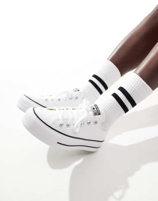 Converse bianche con plateau best sale