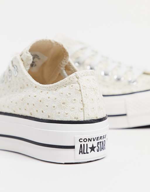 Converse bianche store basse pizzo