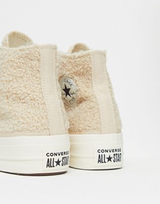 converse shearling platform shoes