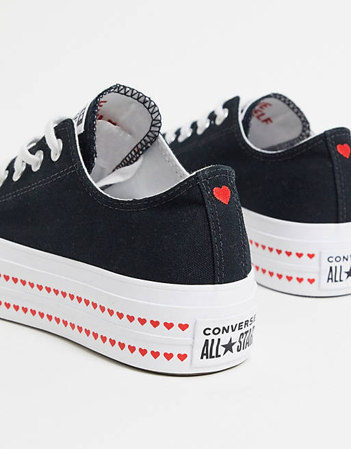 Converse Chuck Taylor Lift Platform Heart black sneakers | ASOS