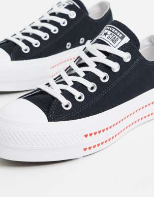 converse platform heart black trainers