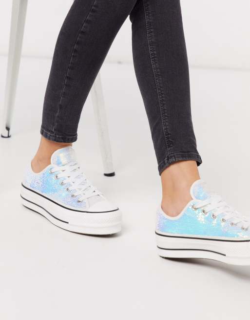 Converse Chuck Taylor Lift platform silver mini sequin sparkle