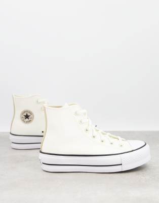 cream leather platform converse