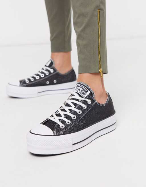 Black glitter best sale platform converse