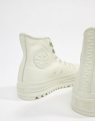 converse chuck taylor lift ripple hi white borg sneakers