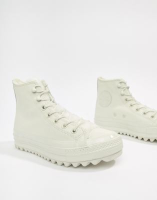converse chuck taylor lift ripple hi white borg sneakers