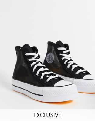 Converse - Chuck Taylor Lift - Scarpe da ginnastica alte nere in rete - In esclusiva-Nero