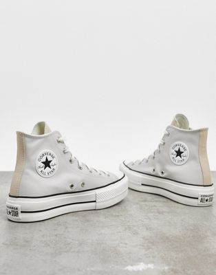 Converse Chuck Taylor - Lift - Sneakers alte con plateau bianco sporco e  dettagli beige a contrasto | ASOS