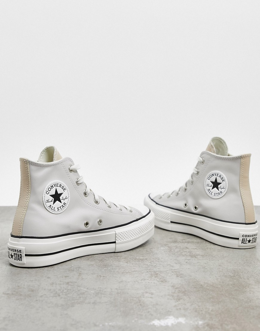 Converse Chuck Taylor - Lift - Sneakers alte con plateau bianco sporco e dettagli beige a contrasto
