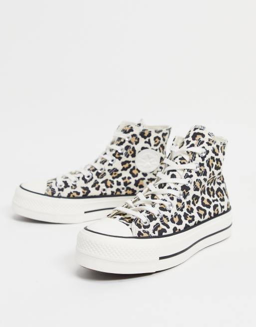 converse leopard silver